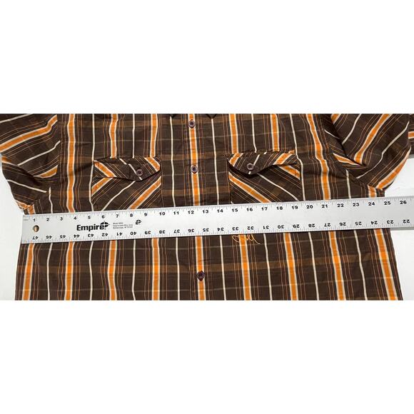 ONeill Shirt XL Brown Orange Plaid Button Up Long Sleeves Cotton Blend Vintage - Picture 7 of 7